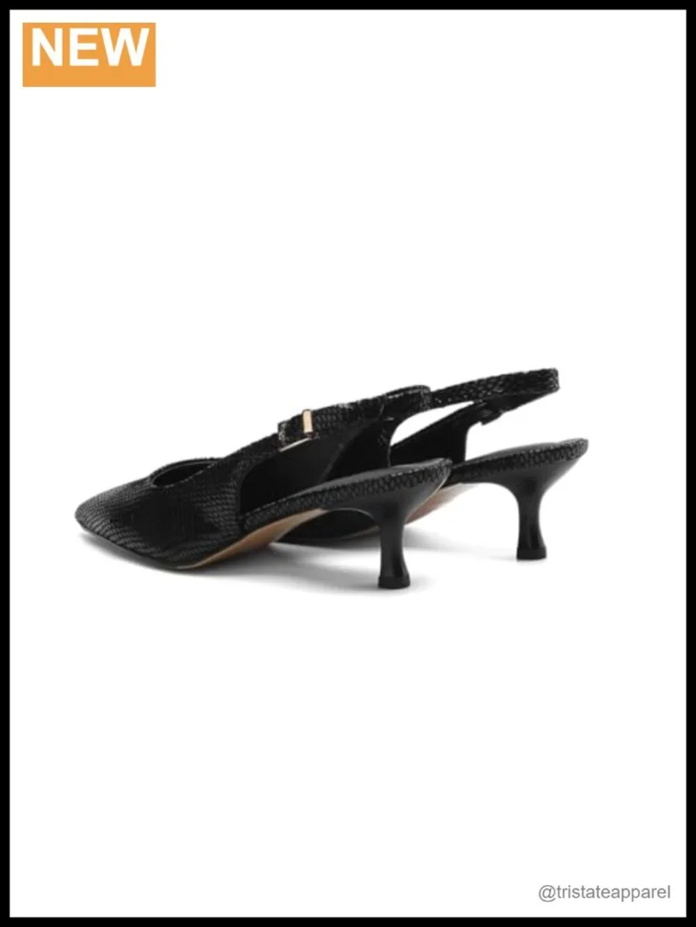 Genuine Leather Slingback Sandals Stiletto Heel Closed Pointed Toe Buckle